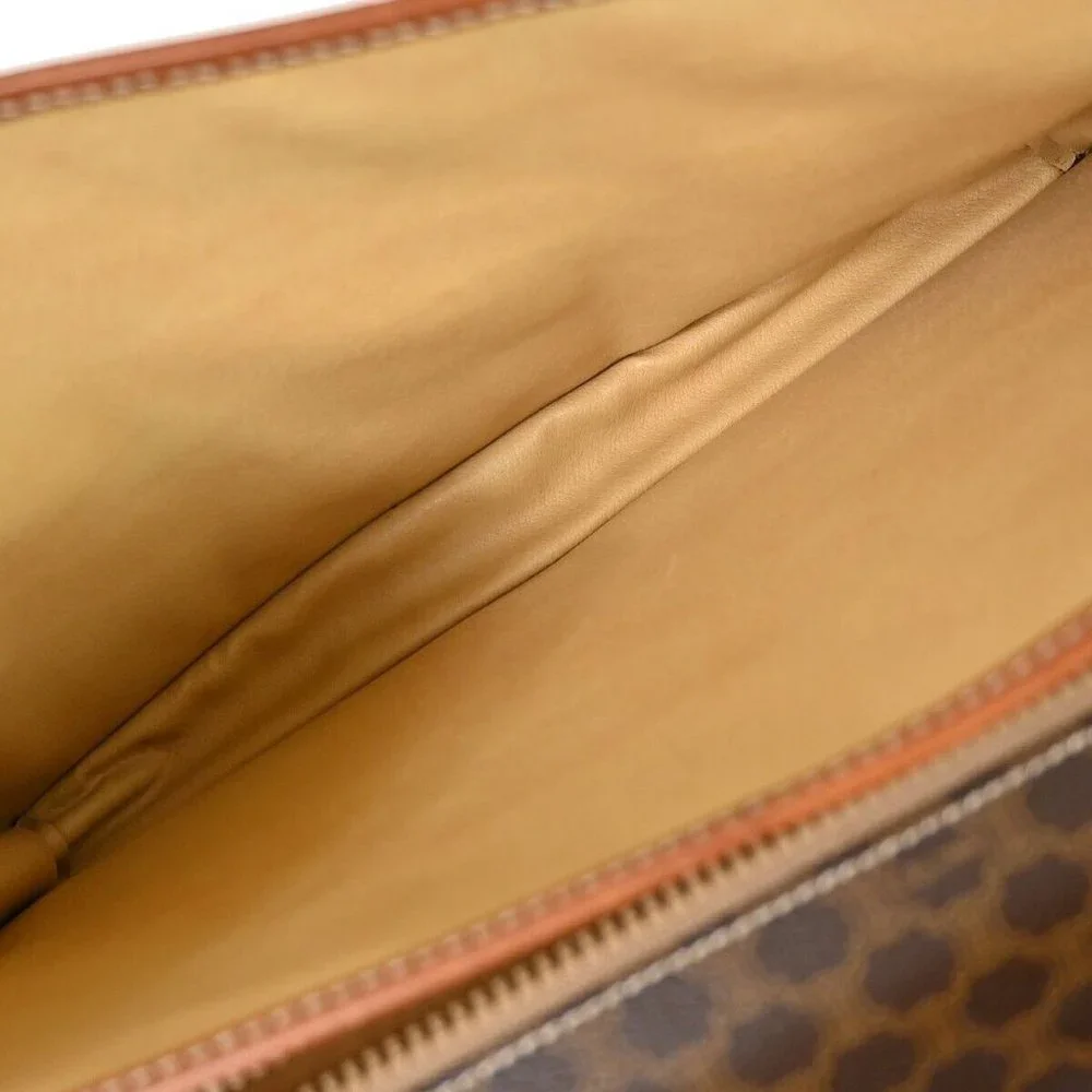 CELINE Logo Macadam Pattern Briefcase Hand Bag PVC Leather Brown Italy